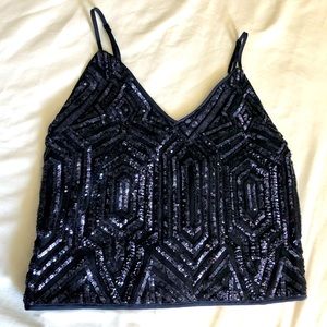 Forever 21 Blue Sequin Top Sz Small